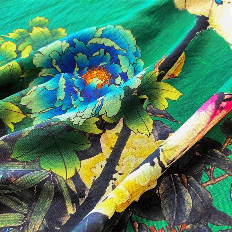 Camiseta Buddha Stones holgada de poliéster con estampado de flores de peonía de loto y cuello redondo para mujer, de media manga