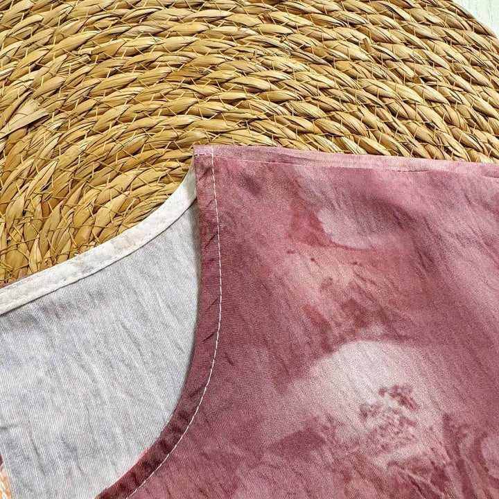 Camiseta de poliéster de media manga con cuello redondo y estampado informal de Buddha Stones, pétalos de dalia y peonía para mujer
