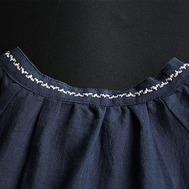 Camisa de mujer de manga larga con cuello redondo y bordado étnico con Buddha Stones y estampado bohemio - image 10
