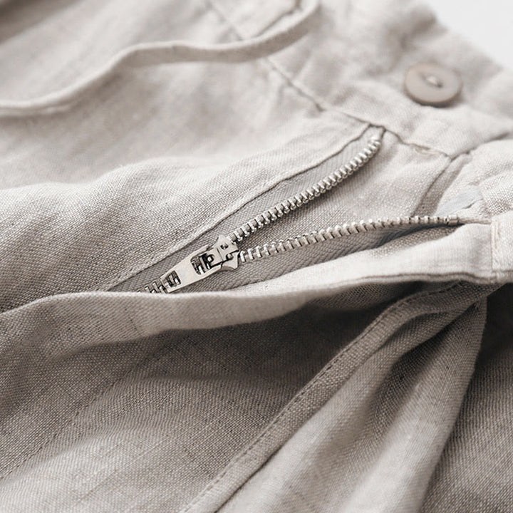 Buddha Stones Pantalones anchos de lino y algodón con cordón ajustable hasta el tobillo para mujer, de verano, con bolsillos y cremallera. - image 15