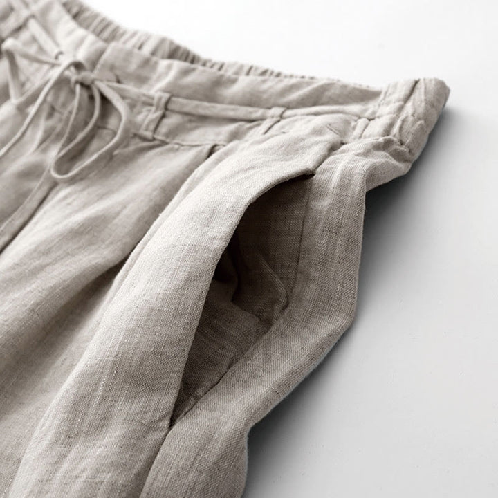 Buddha Stones Pantalones anchos de lino y algodón con cordón ajustable hasta el tobillo para mujer, de verano, con bolsillos y cremallera. - image 14