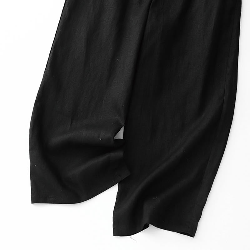 Buddha Stones Pantalones anchos de lino y algodón con cordón ajustable hasta el tobillo para mujer, de verano, con bolsillos y cremallera. - image 9