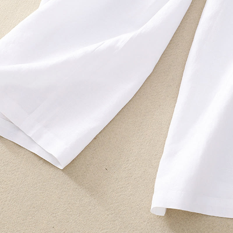 Buddha Stones Pantalones anchos de lino y algodón para mujer, de verano, de color liso, largos 7-8, con bolsillos y cremallera - image 17