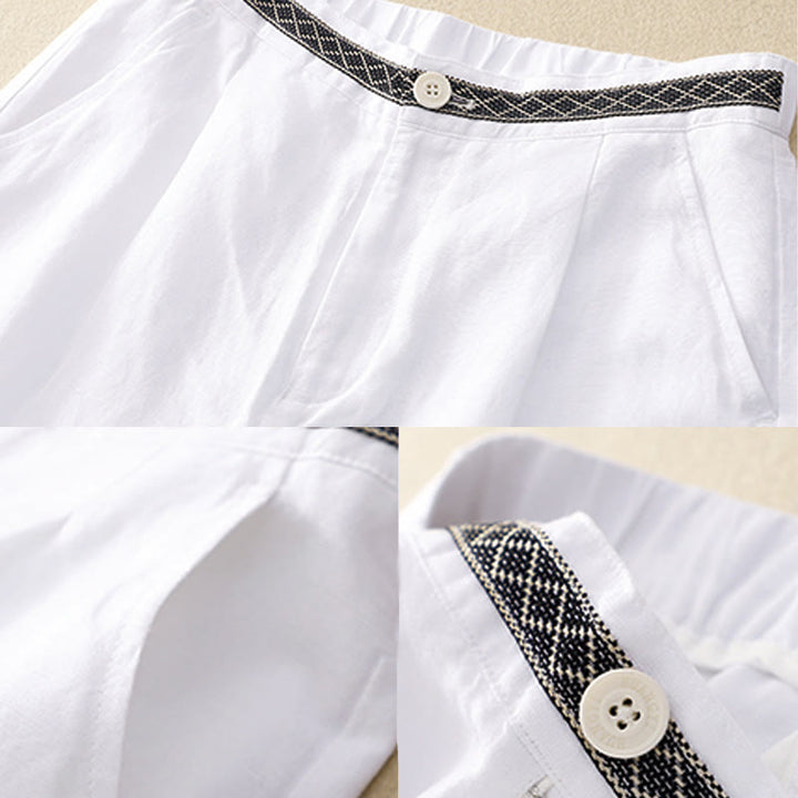 Buddha Stones Pantalones anchos de lino y algodón para mujer, de verano, de color liso, largos 7-8, con bolsillos y cremallera - image 18