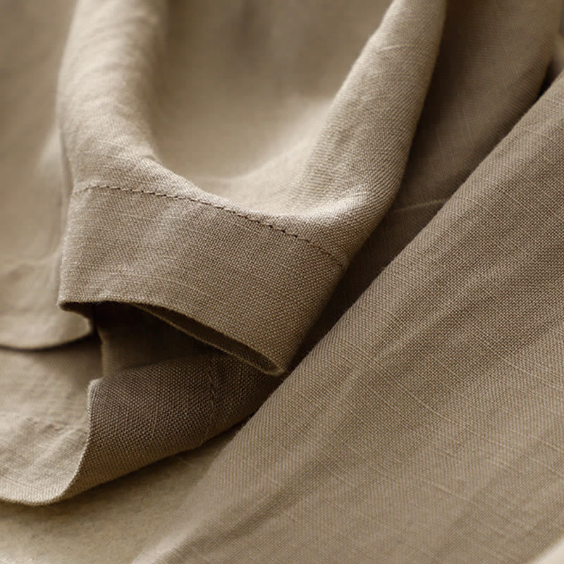 Buddha Stones Pantalones anchos de lino y algodón para mujer, de verano, de color liso, largos 7-8, con bolsillos y cremallera - image 12