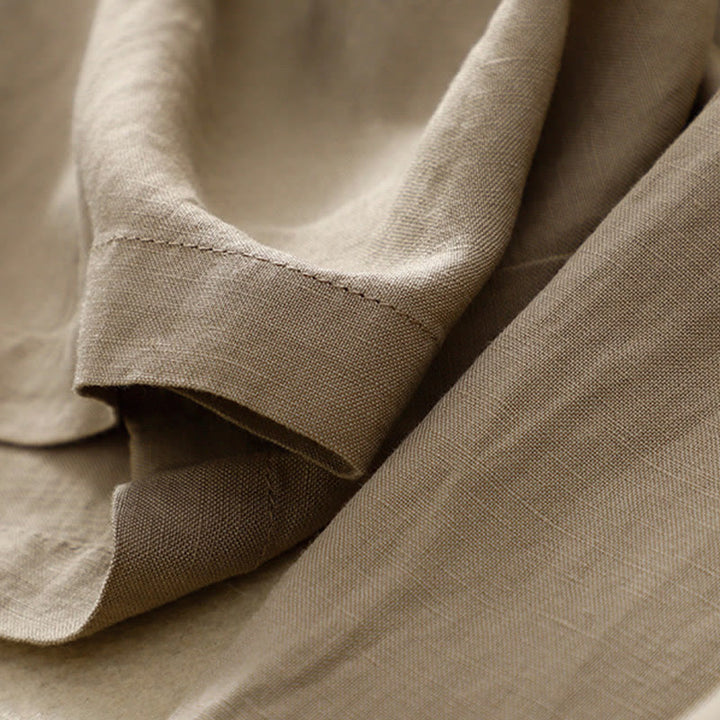 Buddha Stones Pantalones anchos de lino y algodón para mujer, de verano, de color liso, largos 7-8, con bolsillos y cremallera - image 12