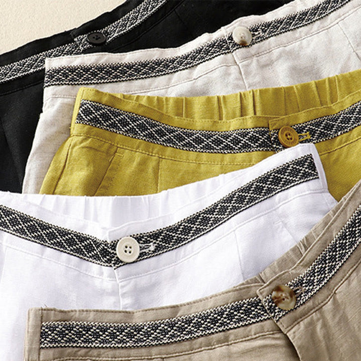 Buddha Stones Pantalones anchos de lino y algodón para mujer, de verano, de color liso, largos 7-8, con bolsillos y cremallera - image 23