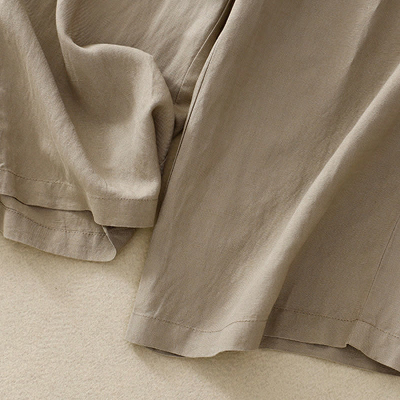 Buddha Stones Pantalones anchos de lino y algodón para mujer, de verano, de color liso, largos 7-8, con bolsillos y cremallera - image 13