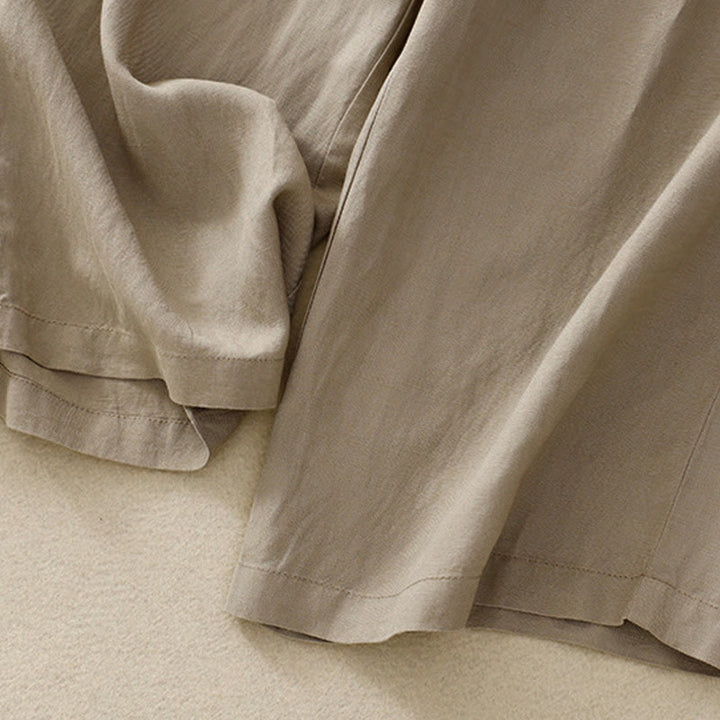 Buddha Stones Pantalones anchos de lino y algodón para mujer, de verano, de color liso, largos 7-8, con bolsillos y cremallera - image 13