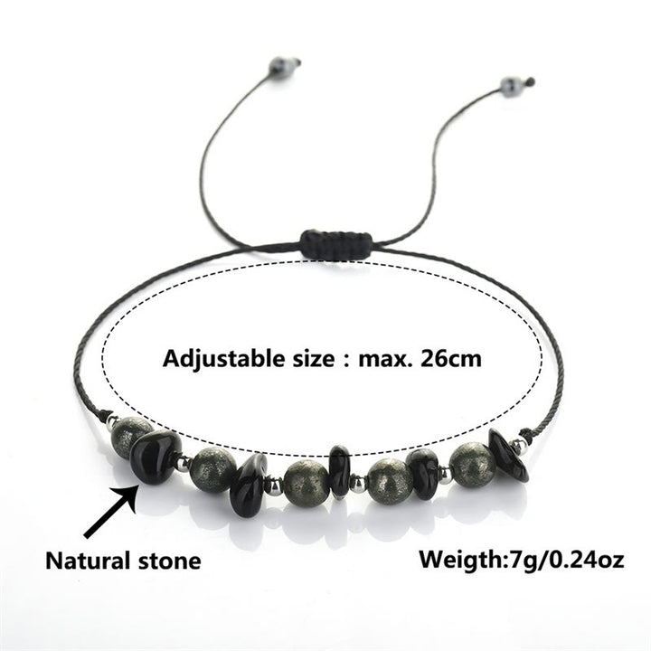 Pulsera de Obsidiana Negra con Pirita de Hierro y Buddha Stones "Estoy Protegido"