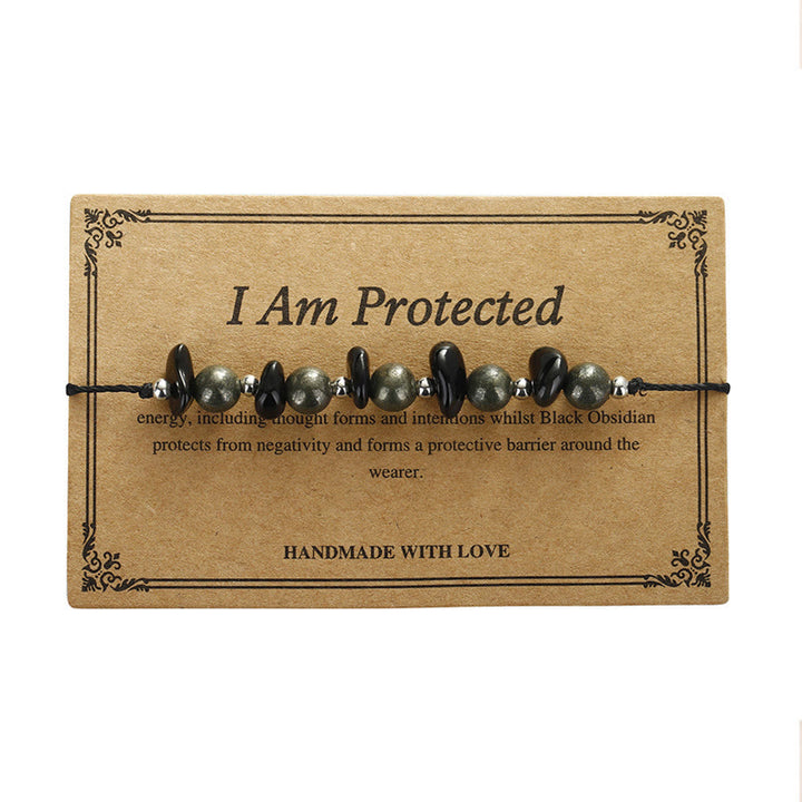 Pulsera de Obsidiana Negra con Pirita de Hierro y Buddha Stones "Estoy Protegido"