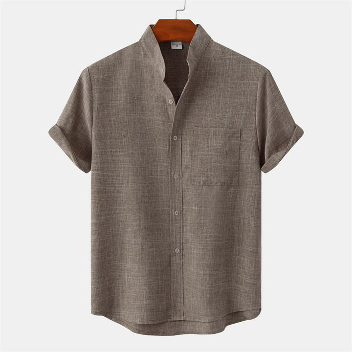 Camisa de algodón de manga corta con botones y bolsillo para hombre de Buddha Stones Summer