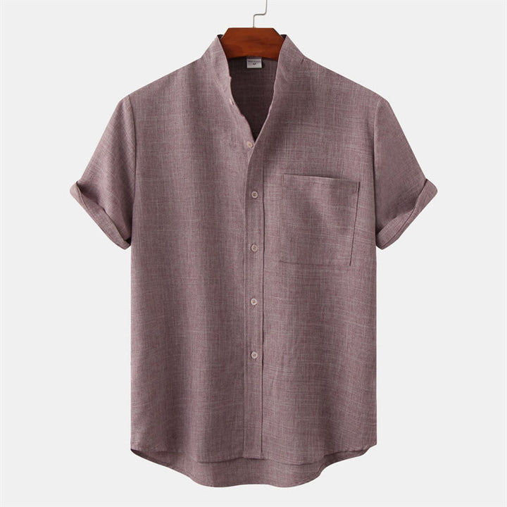 Camisa de algodón de manga corta con botones y bolsillo para hombre de Buddha Stones Summer