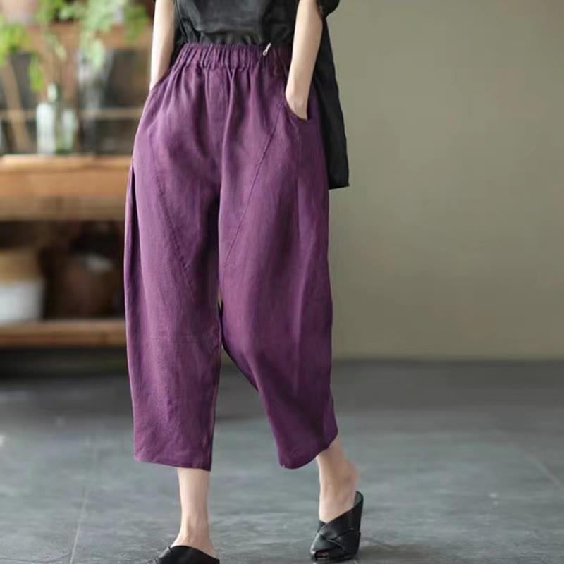 Pantalones harén de verano para mujer, informales, con diseño liso y bolsillos, de Buddha Stones - image 20