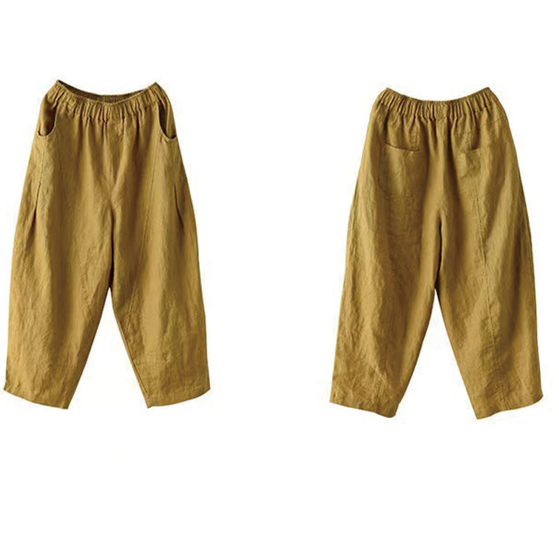 Pantalones harén de verano para mujer, informales, con diseño liso y bolsillos, de Buddha Stones - image 11