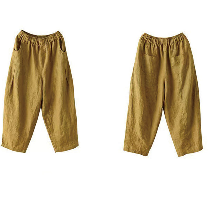 Pantalones harén de verano para mujer, informales, con diseño liso y bolsillos, de Buddha Stones - image 11