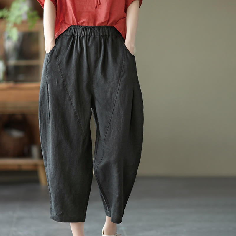 Pantalones harén de verano para mujer, informales, con diseño liso y bolsillos, de Buddha Stones - image 17