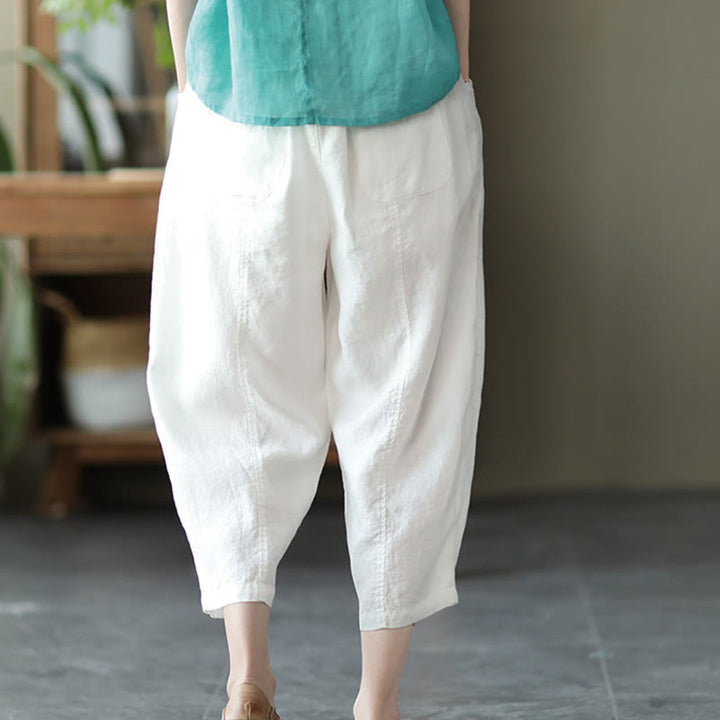 Pantalones harén de verano para mujer, informales, con diseño liso y bolsillos, de Buddha Stones - image 14
