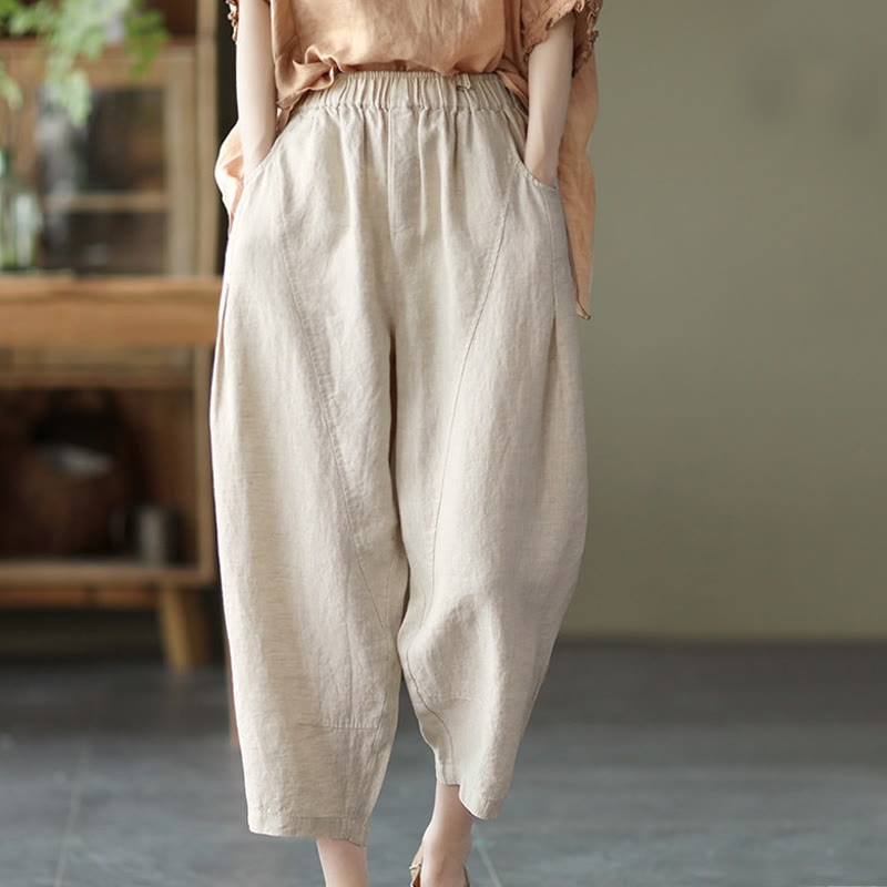 Pantalones harén de verano para mujer, informales, con diseño liso y bolsillos, de Buddha Stones - image 23
