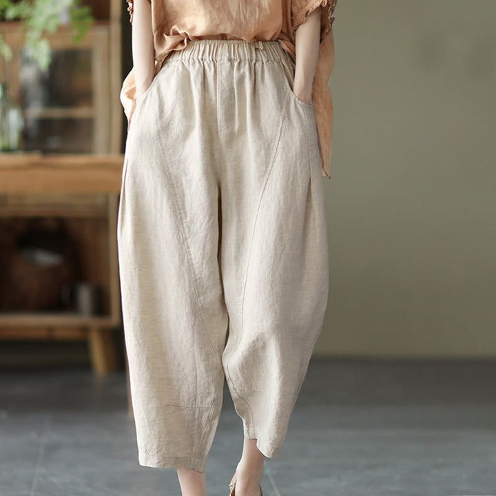 Pantalones harén de verano para mujer, informales, con diseño liso y bolsillos, de Buddha Stones - image 23
