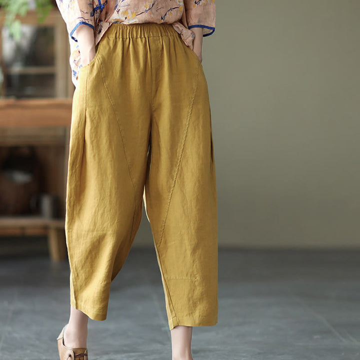 Pantalones harén de verano para mujer, informales, con diseño liso y bolsillos, de Buddha Stones - image 3