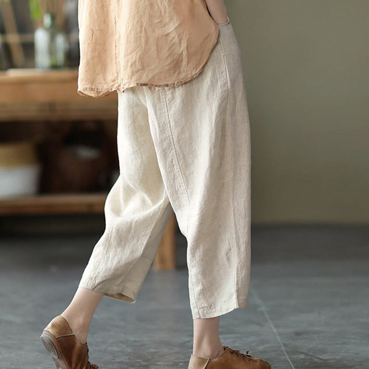 Pantalones harén de verano para mujer, informales, con diseño liso y bolsillos, de Buddha Stones - image 24
