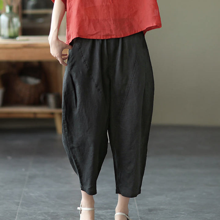 Pantalones harén de verano para mujer, informales, con diseño liso y bolsillos, de Buddha Stones - image 18