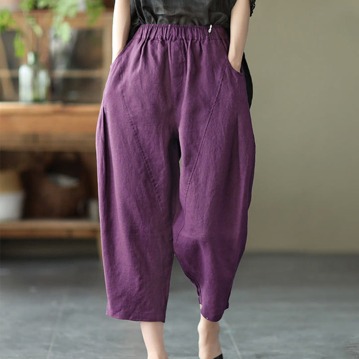 Pantalones harén de verano para mujer, informales, con diseño liso y bolsillos, de Buddha Stones - image 21