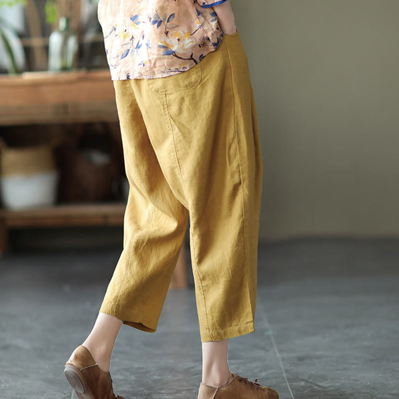 Pantalones harén de verano para mujer, informales, con diseño liso y bolsillos, de Buddha Stones - image 2