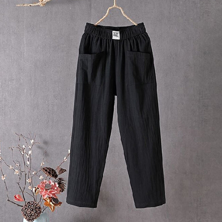 Pantalones harén de verano con cintura elástica y bolsillos para mujer, de Buddha Stones - Negro - US14, UK/AU18, EU46 (4XL) - image 2