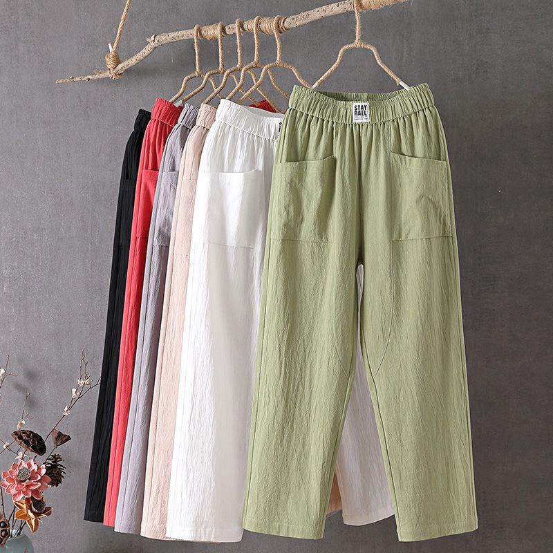 Pantalones harén de verano con cintura elástica y bolsillos para mujer, de Buddha Stones - image 0