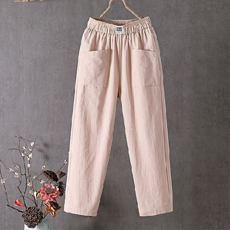 Pantalones harén de verano con cintura elástica y bolsillos para mujer, de Buddha Stones - Blanco Navajo - US14, UK/AU18, EU46 (4XL) - image 6