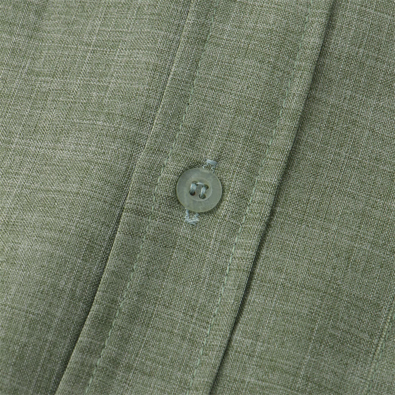 Camisa de manga corta lisa con botones y bolsillo para hombre Buddha Stones Summer - image 4