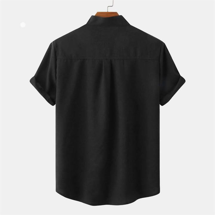 Camisa de manga corta lisa con botones y bolsillo para hombre Buddha Stones Summer - image 8