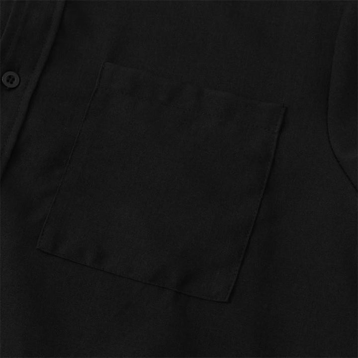 Camisa de manga corta lisa con botones y bolsillo para hombre Buddha Stones Summer - image 12