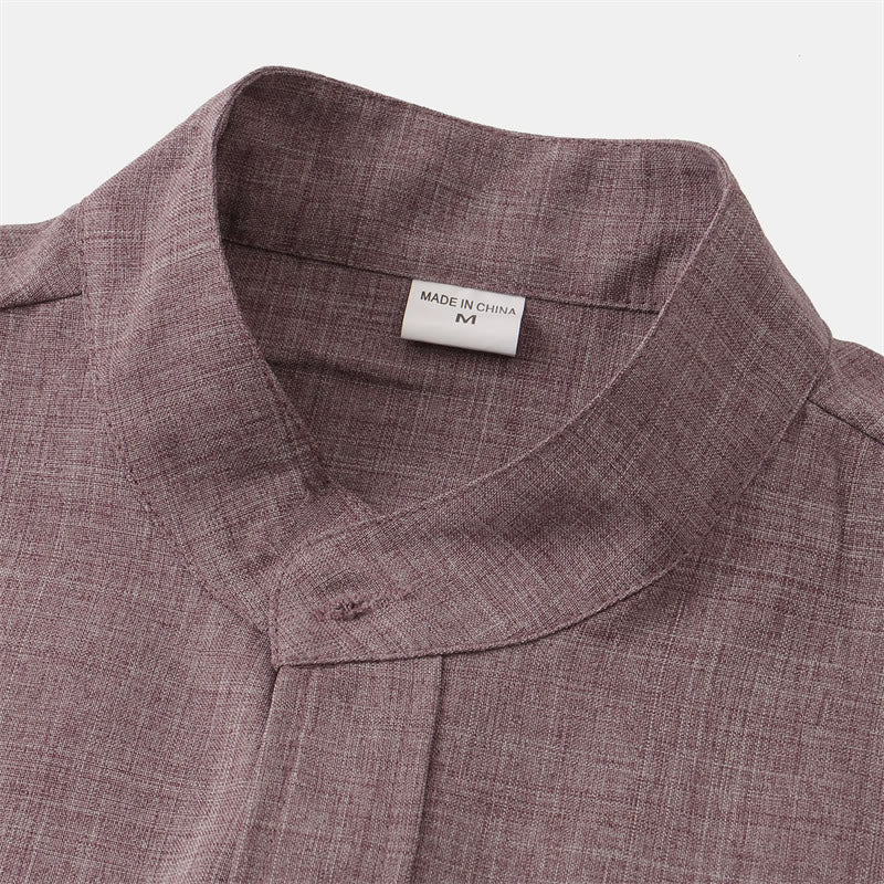 Camisa de algodón de manga corta con botones y bolsillo para hombre de Buddha Stones Summer - image 16