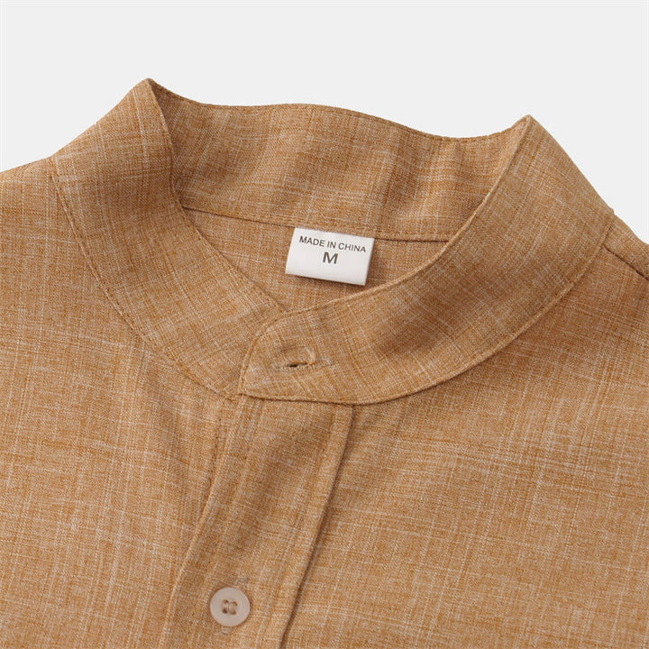 Camisa de algodón de manga corta con botones y bolsillo para hombre de Buddha Stones Summer