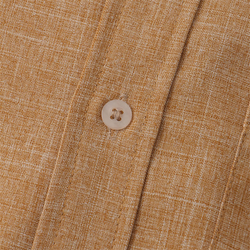 Camisa de algodón de manga corta con botones y bolsillo para hombre de Buddha Stones Summer - image 25