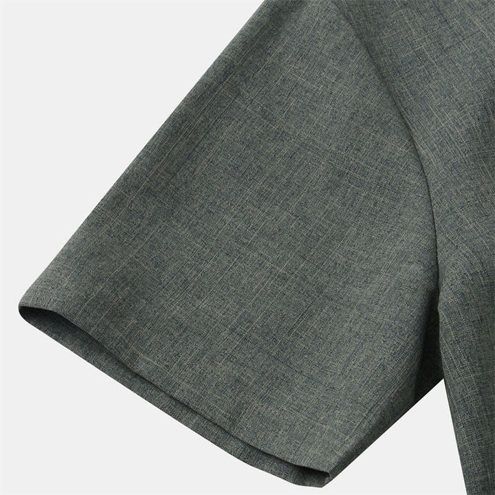Camisa de manga corta lisa con botones y bolsillo para hombre Buddha Stones Summer - image 31