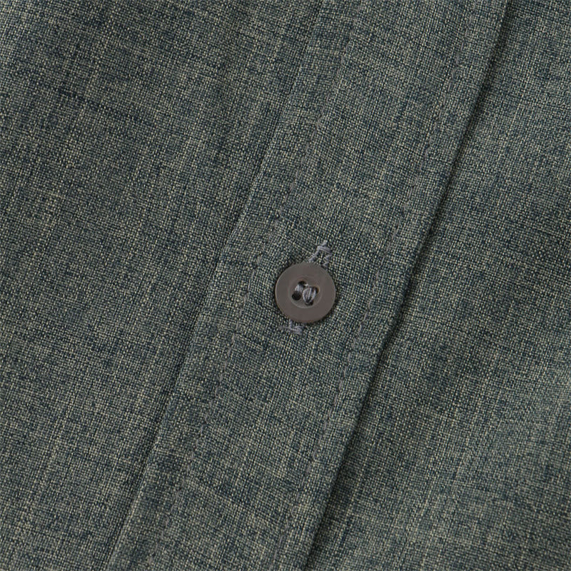 Camisa de algodón de manga corta con botones y bolsillo para hombre de Buddha Stones Summer - image 32