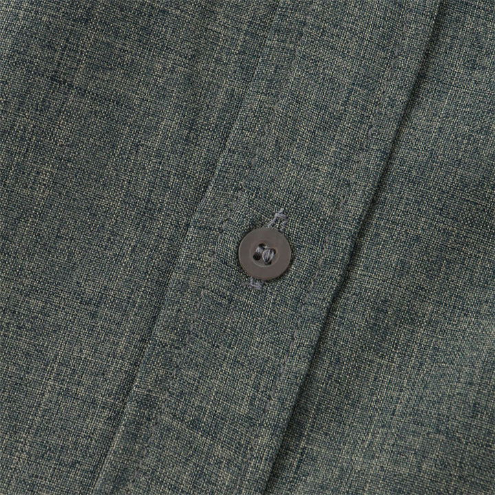 Camisa de algodón de manga corta con botones y bolsillo para hombre de Buddha Stones Summer - image 32