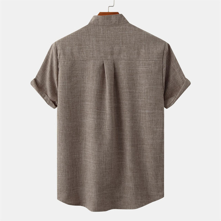 Camisa de algodón de manga corta con botones y bolsillo para hombre de Buddha Stones Summer