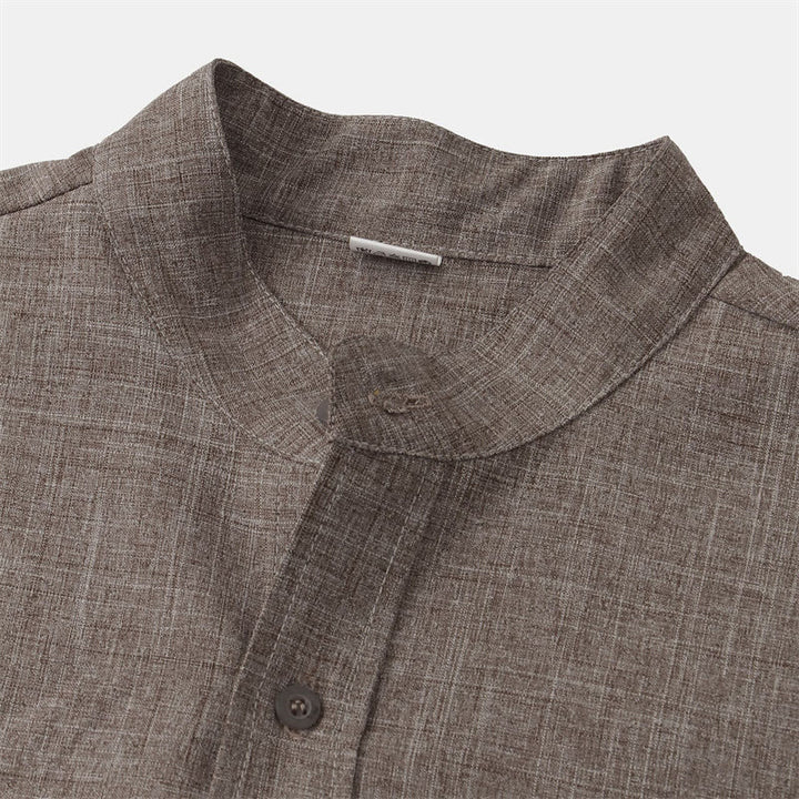 Camisa de algodón de manga corta con botones y bolsillo para hombre de Buddha Stones Summer