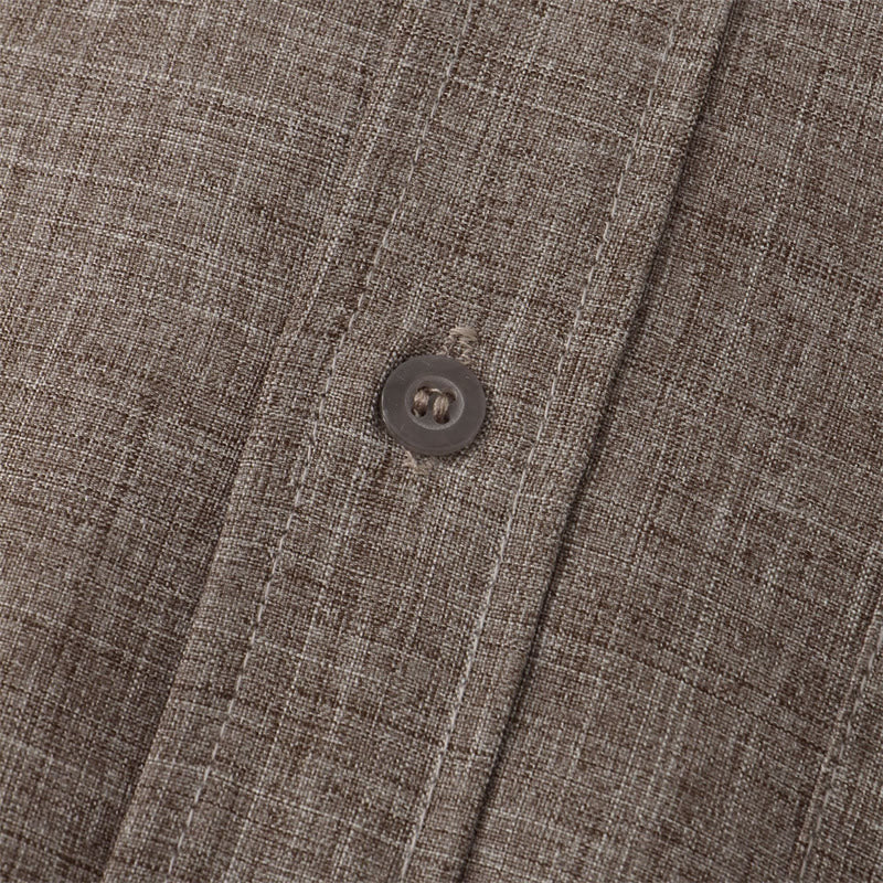 Camisa de algodón de manga corta con botones y bolsillo para hombre de Buddha Stones Summer - image 39