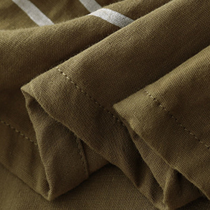 Buddha Stones Camiseta de lino y algodón de manga corta con estampado de líneas informales para mujer - image 5