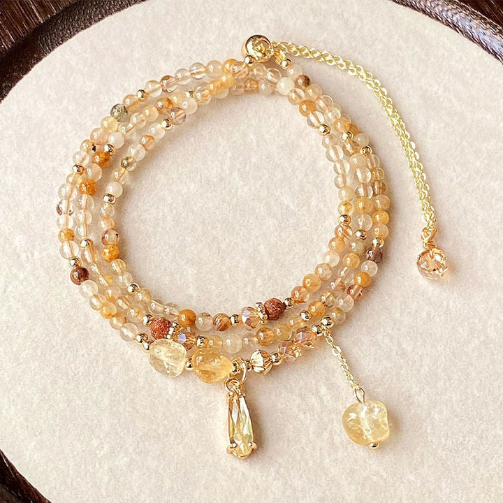 Pulsera multicapa con cuentas de citrino natural de Buddha Stones