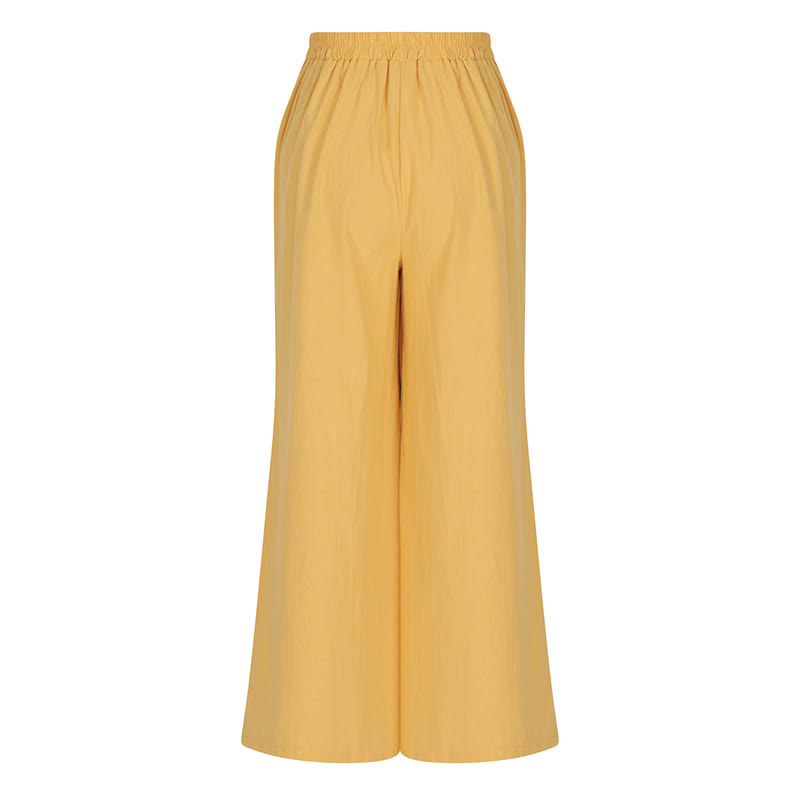 Pantalones anchos de algodón para mujer, estilo retro, informal, de cintura alta y con bolsillos, de Buddha Stones - image 2