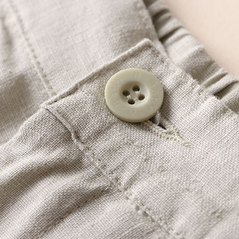 Pantalones de mujer Buddha Stones Commute de color liso, largo 7-8, de algodón y lino, pierna ancha con bolsillos. - image 1