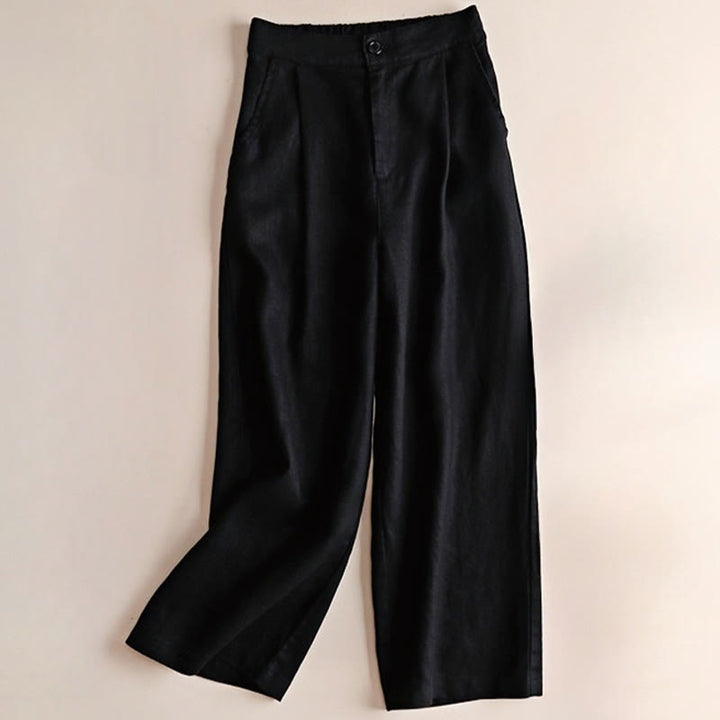 Pantalones de mujer Buddha Stones Commute de color liso, largo 7-8, pierna ancha con bolsillos. - Negro - US12, UK/AU16, EU44 (3XL) - image 11
