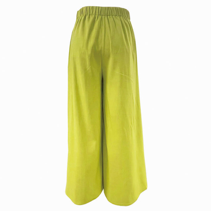 Pantalones de mujer de pierna ancha con cordón ajustable y bolsillos, estilo retro informal de primavera con estampado de Buddha Stones . - image 3